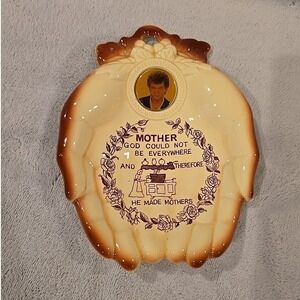 Vintage Scotty Japan Mother Poem Ceramic Wall‎ Plaque Conway Twitty Hands Dish